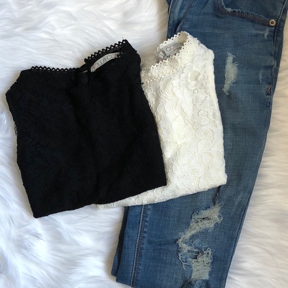 Lace Mock Neck Sleeveless Crop Top Bundle - Picture 2 of 6